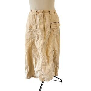 Y2K 2000s Khaki Maxi Skirt Plus Sz 18W Streetwear Forest Fairy Grunge Cargo